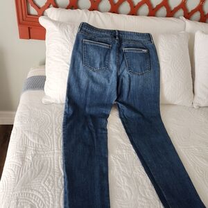White House Black Market Women's Straight-Leg Mid-Blue Jeans